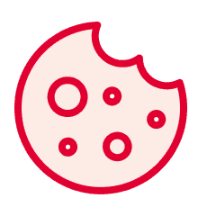 Icône de cookie rouge symbolisant la politique de gestion des cookies